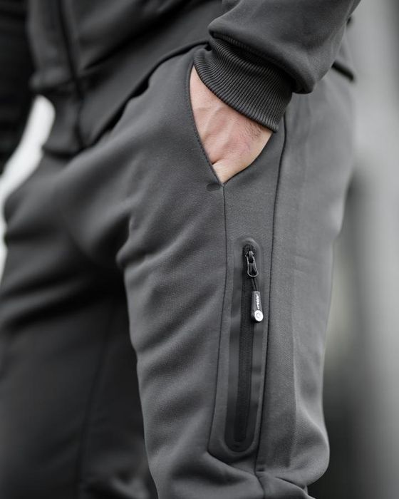 Флісова підкладка утеплений зимовий чоловічий спортивний костюм сірий