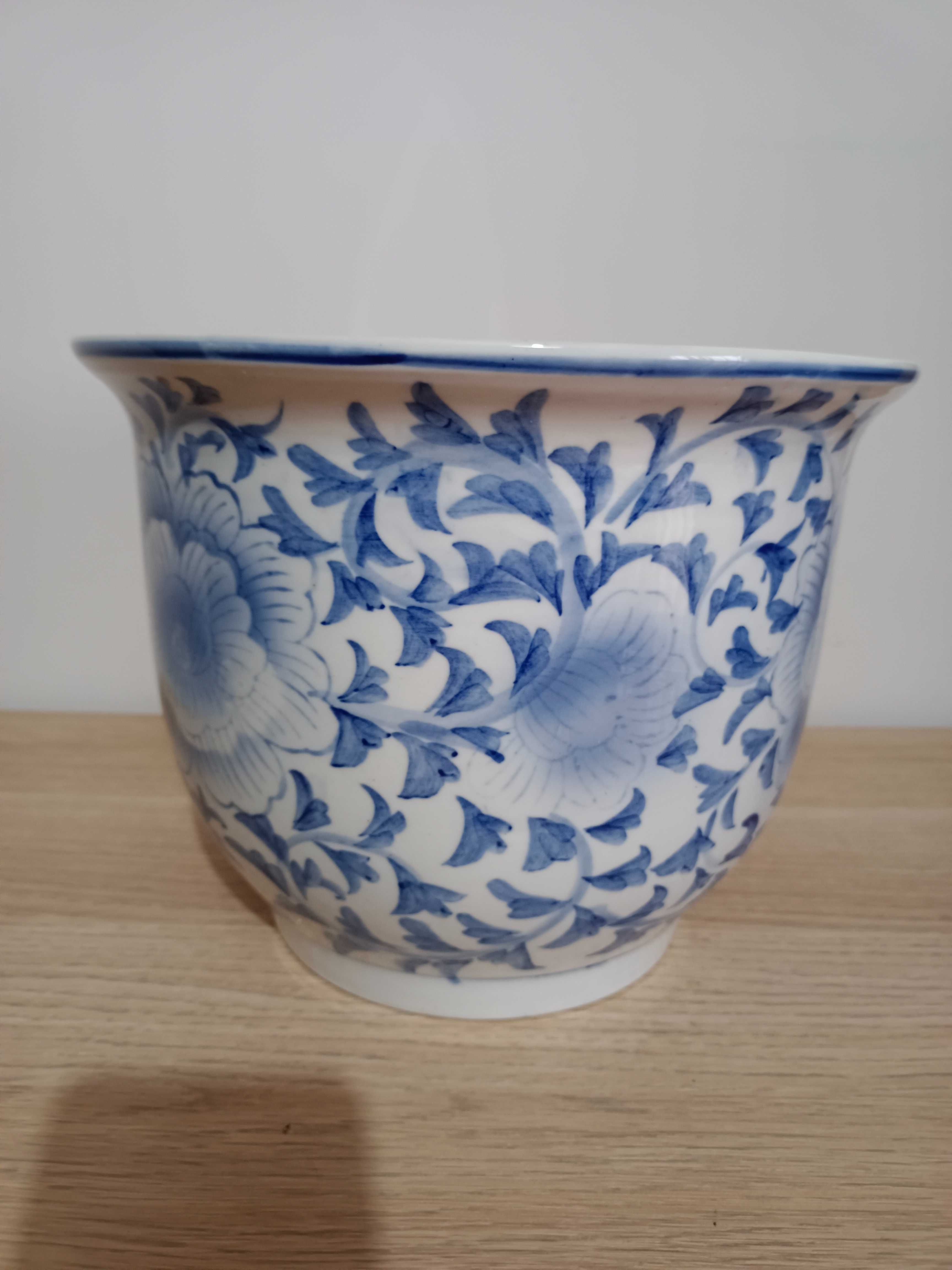 Vaso Cachepot c/ Presentoir, em porcelana chinesa pintada à mão