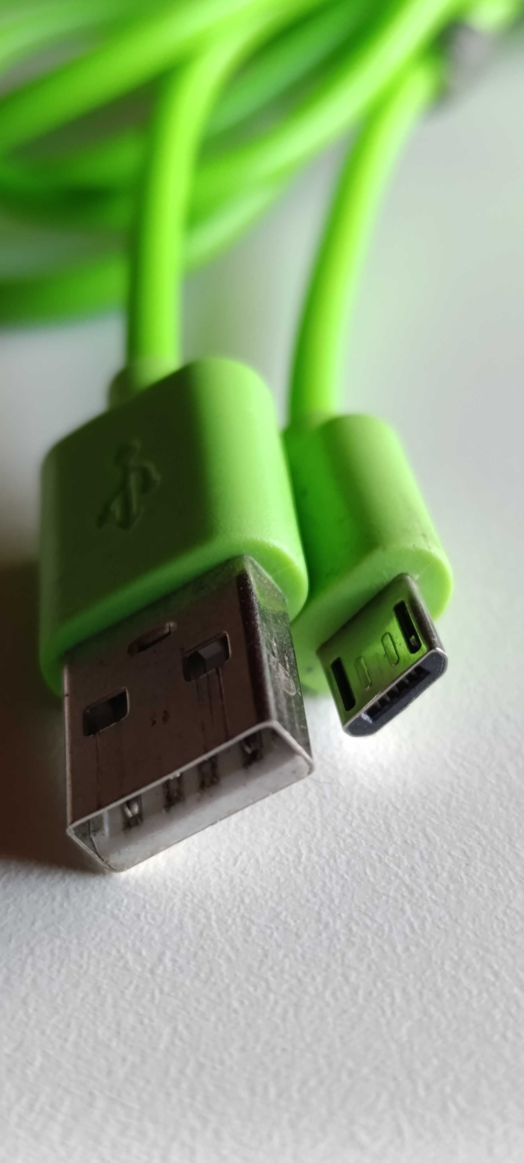 Słuchawki z pilotem Bluetooth + zielony kabel micro USB 1,5 m