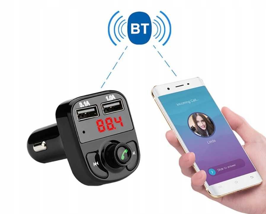 TRANSMITER bluetooth FM MP3 SD ładowarka 2xUSB