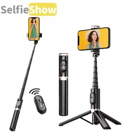 Selfie-stick SELFIESHOW czarny Statyw trójnóg do telefonu z pilotem