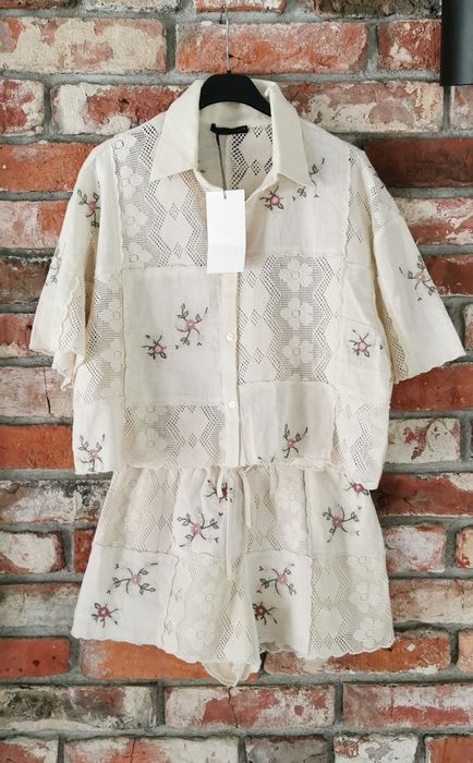 Zara Komlet Set Koszula + spodenki z haftem xs