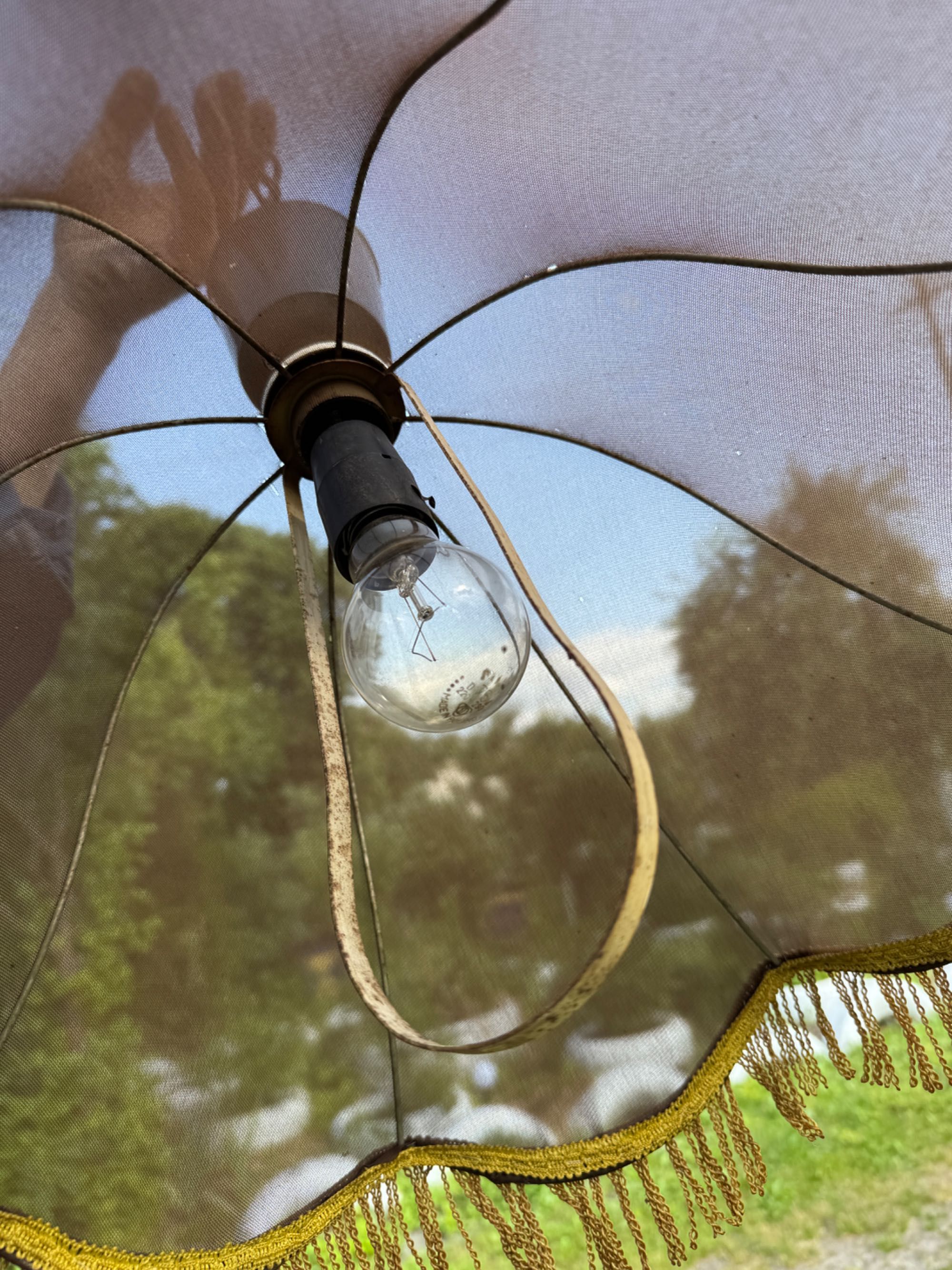 Lampa wisząca retro vintage PRL z frędzlami | boho klimatyczna