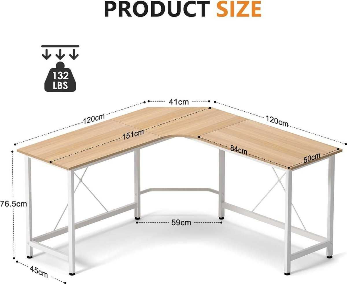 Biurko narożne w kształcie litery L 150 cm