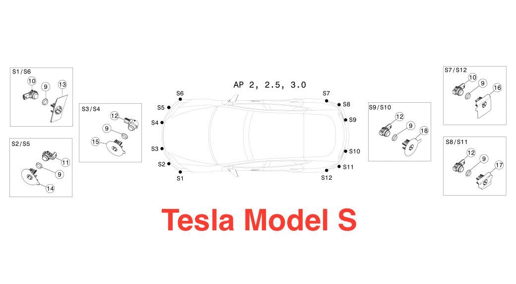 Парктроник Tesla Model S X AP 2.0-3.0(прямая ножка)