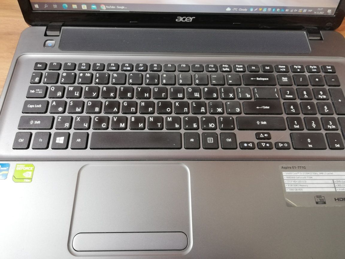 Ноутбук Acer Aspire E1-771G, 17"дюймов