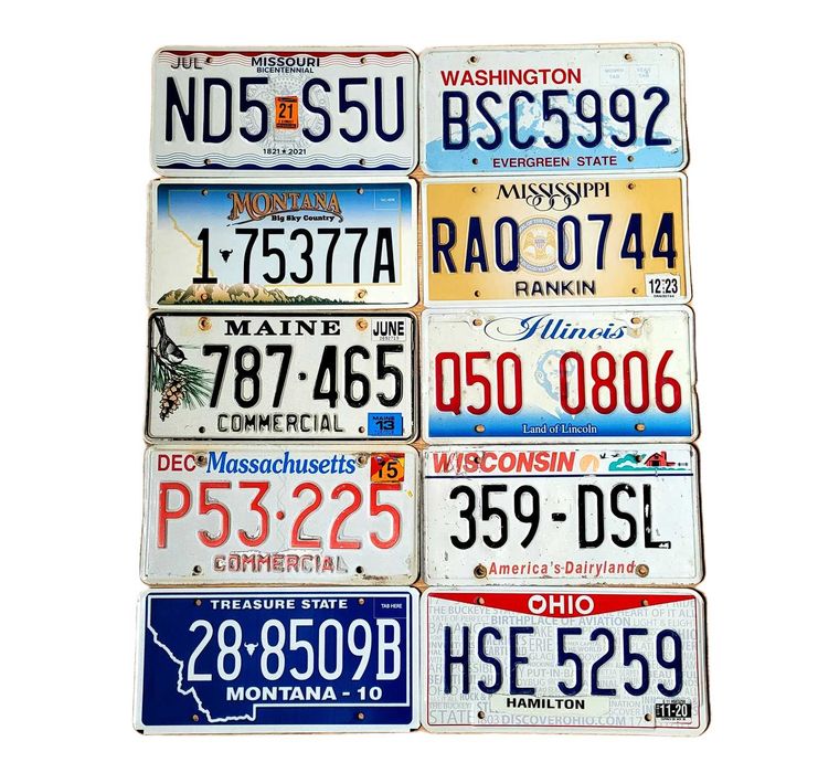 10 oryginalnych tablic rejestracyjnych z USA
