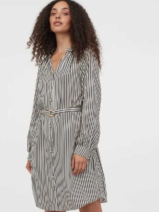 Стильное кэжуал платье рубашка H&M в полоску р.S в идеале