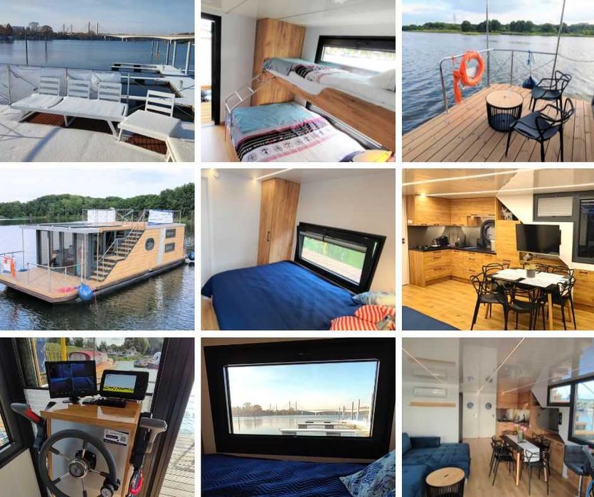 Wynajem nocleg Houseboat 7 os pływający dom apartament spanie