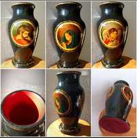 Продам  деревянную декоративную вазу с розписью/ликами святых