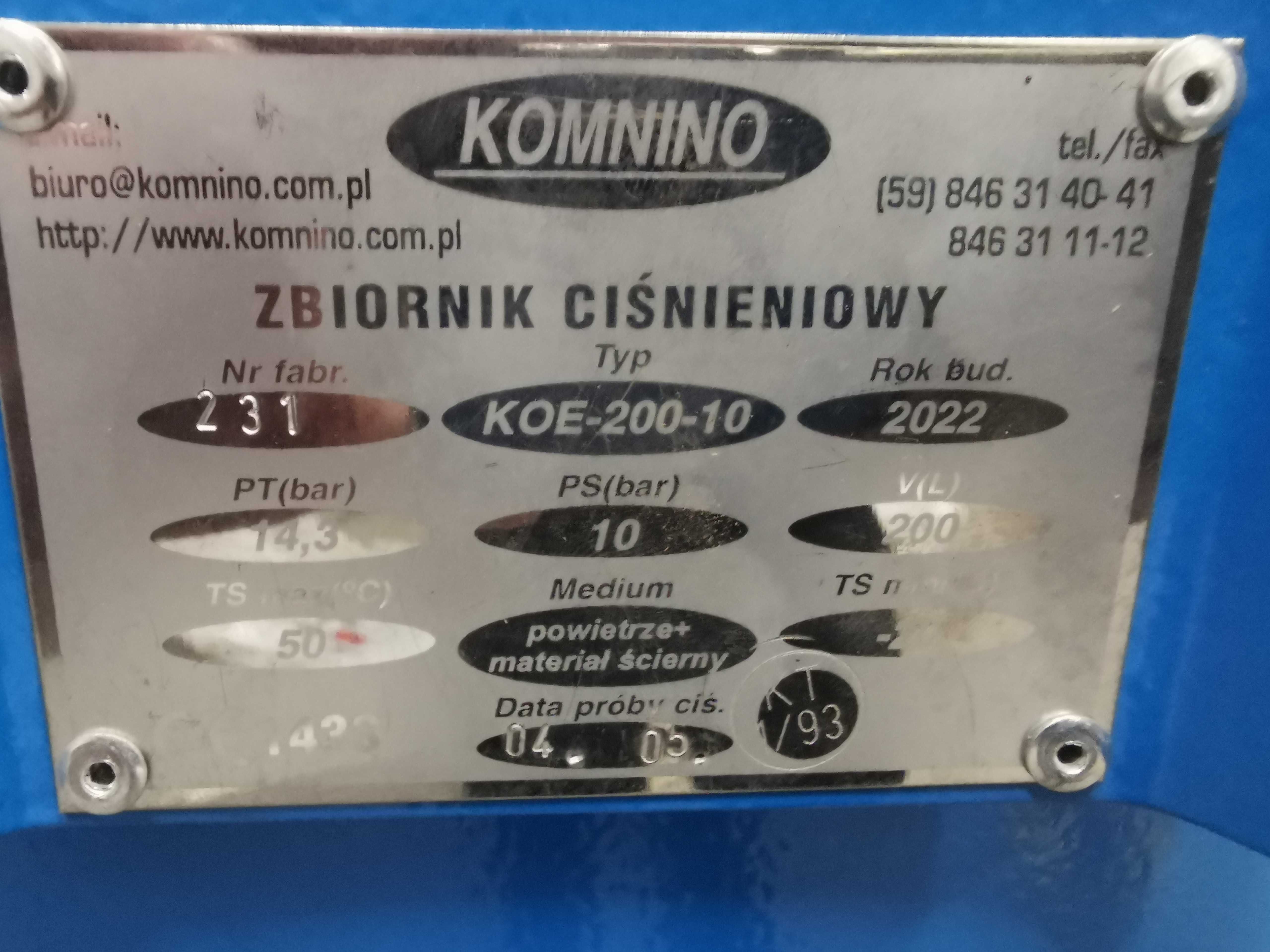 NOWA! Zestaw do piaskowania Piaskarka +STEROWANIE! Komnino 200L