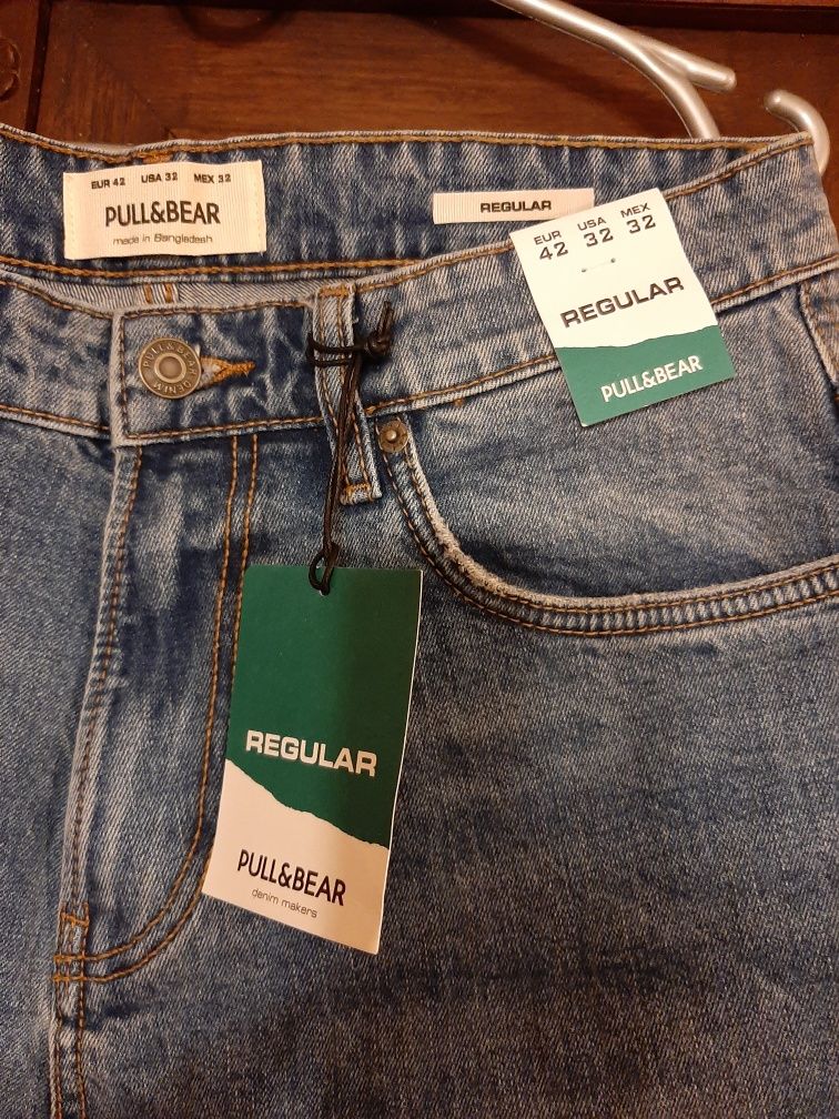 Jeansy Regular Pull Bear  Roz. Euro 42 USA 32 świetne, nowe z metką!