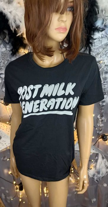 T-shirt/koszulka z krótkim rękawem bawełna organiczna  czarna z nadruk