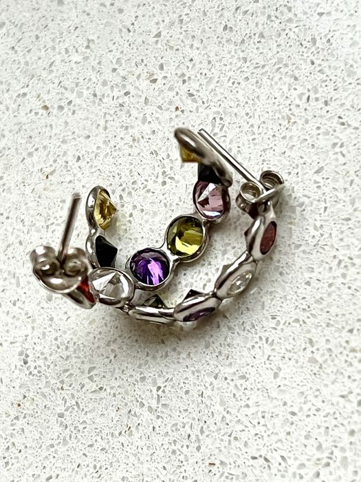 Срібні сережки кульчики 925 з кольоровими фіанітами