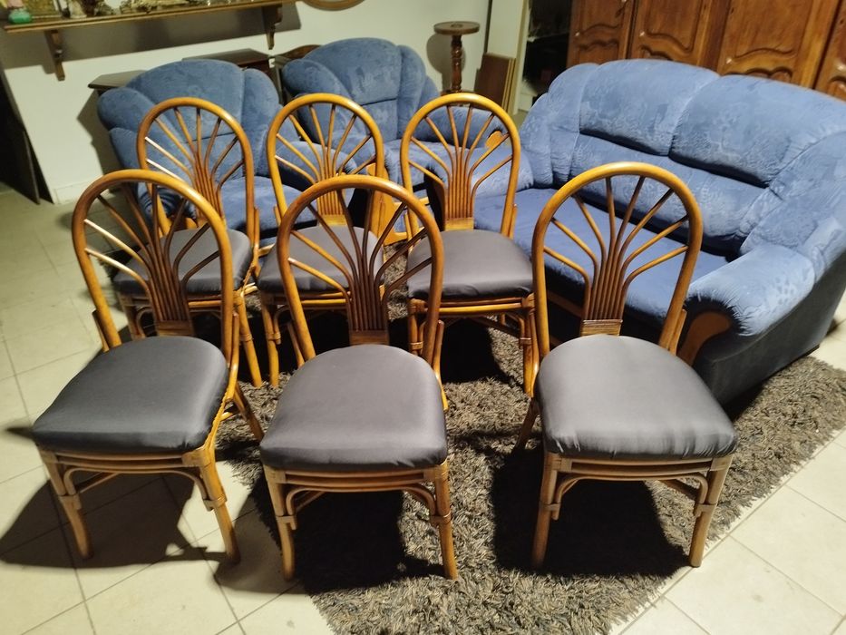 krzesła rattanowe VINTAGE 6 sztuk kuchenne tarasowe
