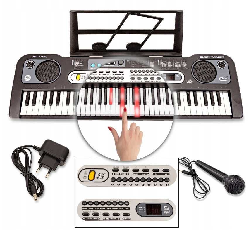 Keyboard IDEALNY DO NAUKI 61 klawiszy zestaw pianino
