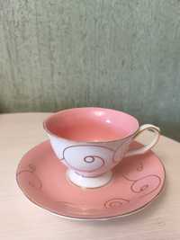 Чашка с блюдцем Розовый коралл