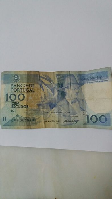 Nota de 100 Escudos Chapa 9_24/11/1988.