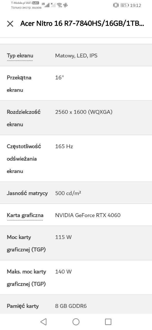 Sprzedam laptopa:

Acer Nitro 16 R7-7840HS