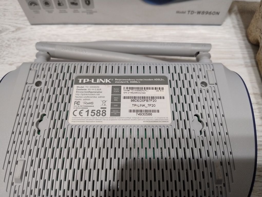 Router/modem bezprzewodowy ADSL2+ Standard N 300Mb/s Model. TD-W8960N