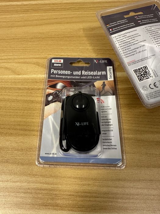 Alarm osobisty podróżny z czujnikiem ruchu (120dB, LED) X4-LIFE 3 szt.