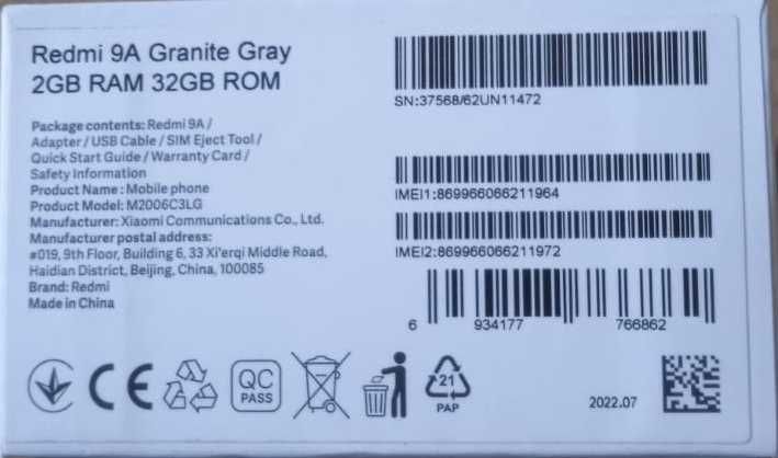 Smartfon Xiaomi Redmi 9A - używany