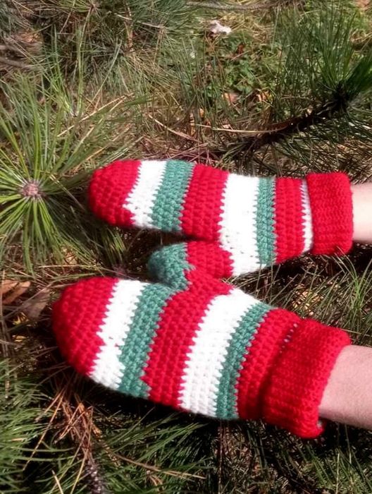 Rękawice na szydełku, rękawiczki w paski