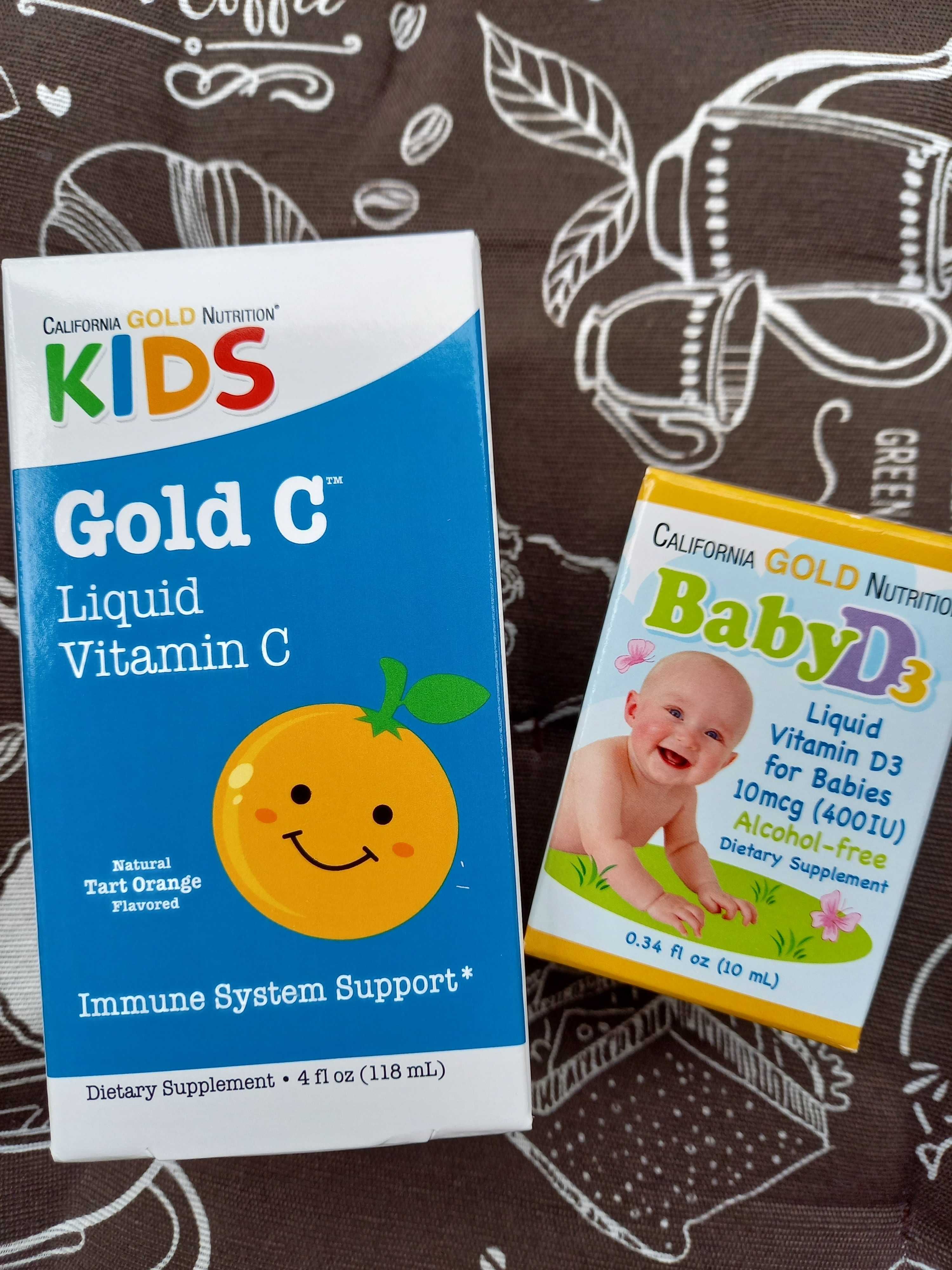 Детский Витамин Д3 C Омега жидкий для детей в каплях Baby California