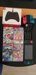 Nintendo Switch + Joycon extra + Comando Horipad com fio + 4 jogos