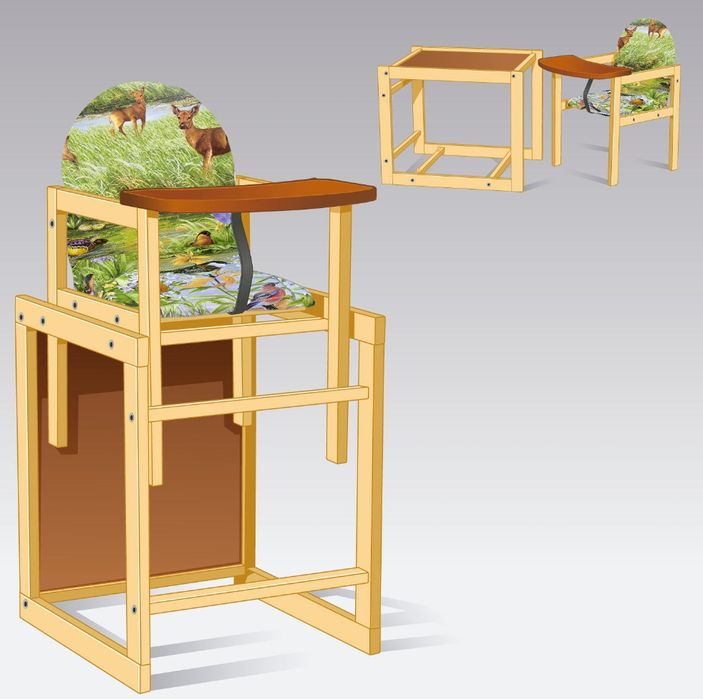 Стульчик для кормления деревянный трансформер стул детский парта Сова