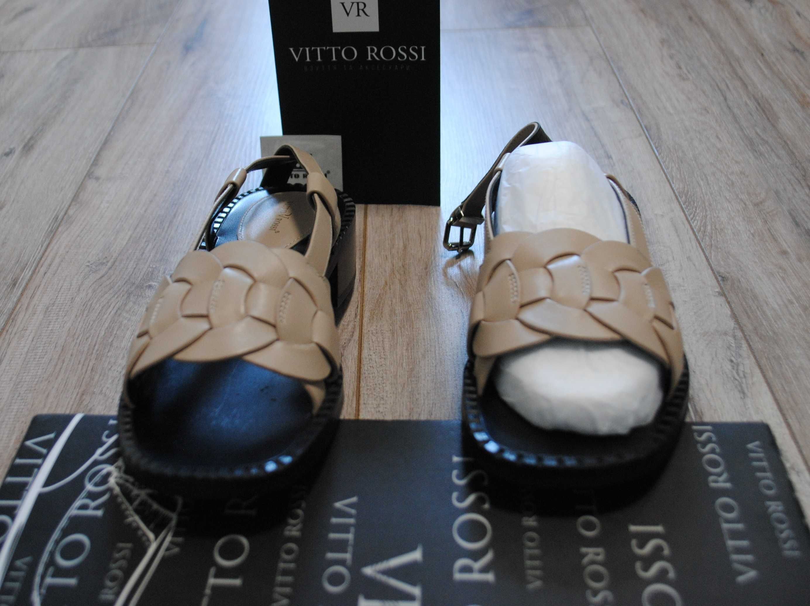 Vitto Rossi нові літні бежеві шкіряні жіночі босоніжки 37 р .