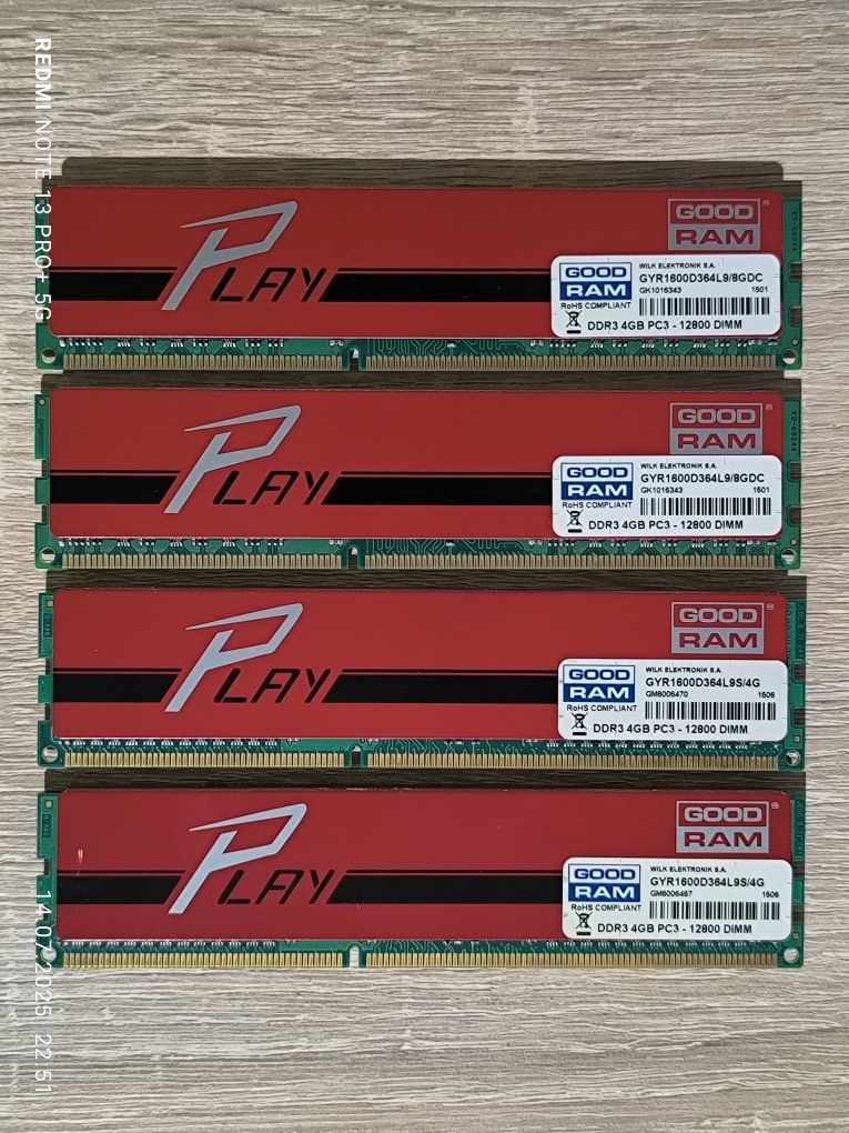 Pamięć RAM DDR3 16GB (4x4) 1600 CL9 GoodRAM Play