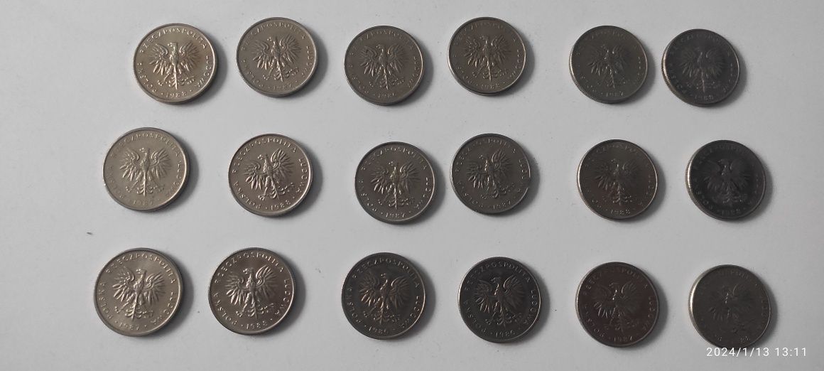 Monety PRL 10 złotych, 18 sztuk