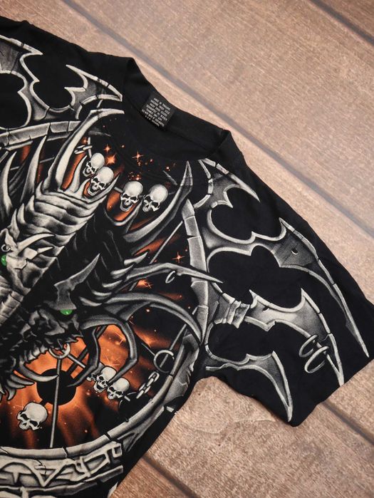 Vintage Rock Eagle Skulls Monster czarna koszulka z krótkim rękawem