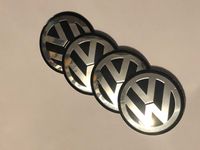 4 Centros de Jantes Volkswagen Preto Emblema VW 55mm - NOVO