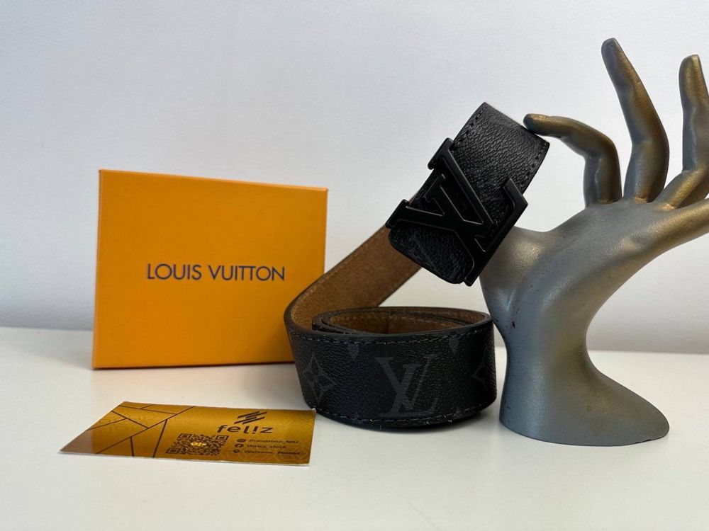 Pasek skórzany w pudełku Louis Vuitton Czarny monogram