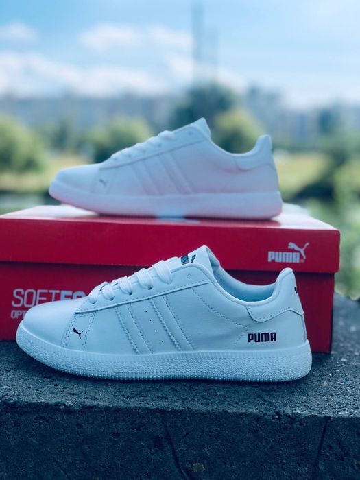 Женские кроссовки Puma Белые кожаные кеди Пума Жіночі кросівки Пума