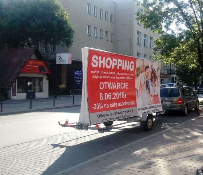 Przyczepa reklamowa, reklama mobilna Kraków Śląsk Warszawa