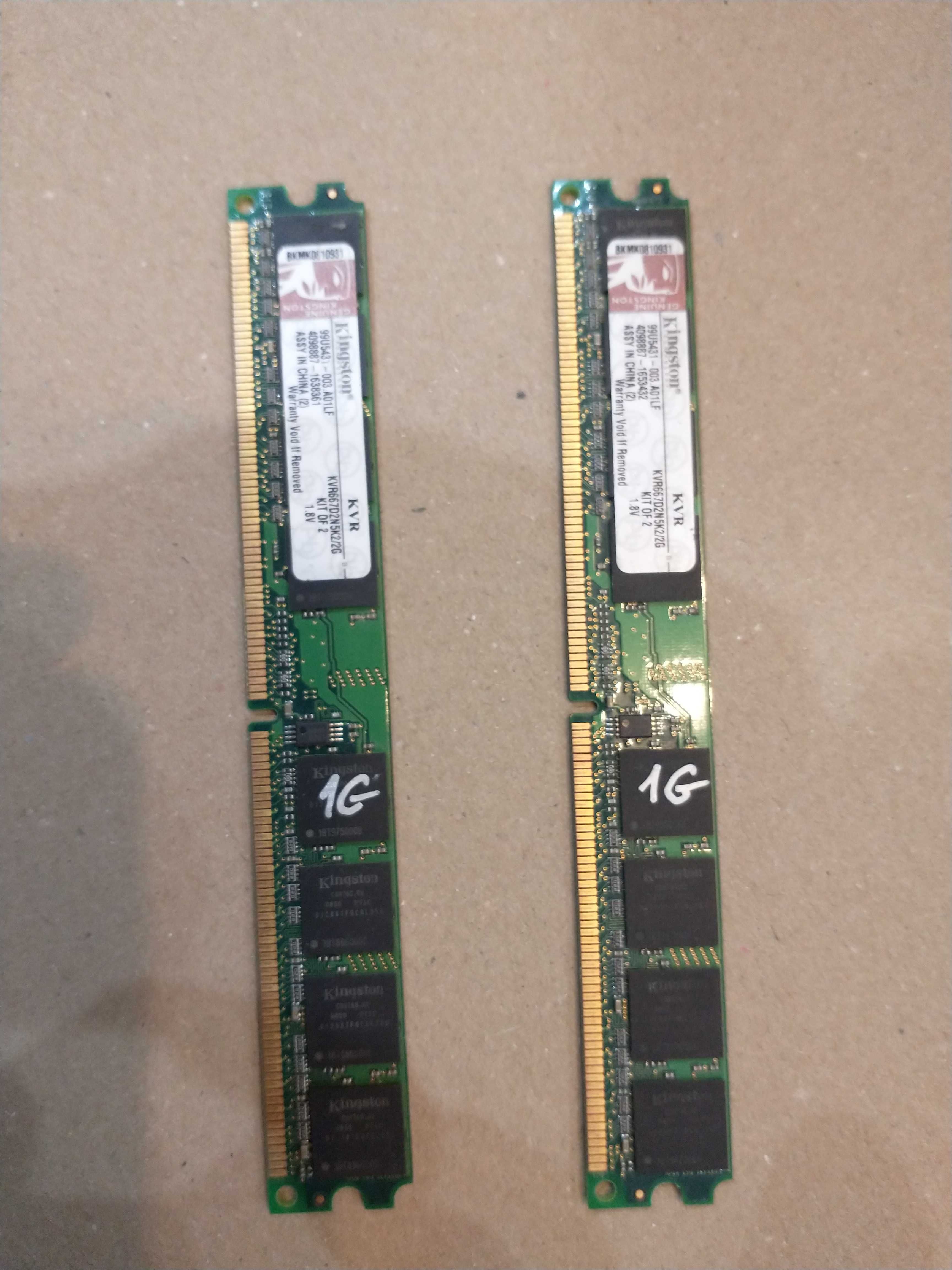Pamięć RAM DDR2 Kingston 2szt po 1GB