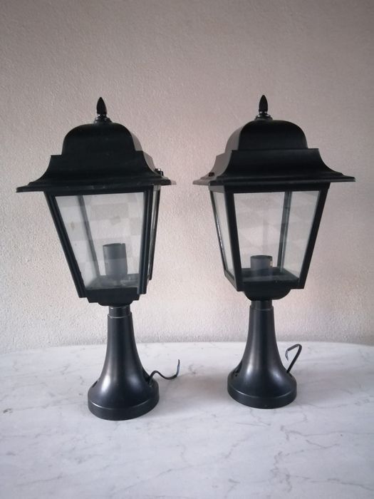 Candeeiro de exterior ou jardim alumínio preto chão ou pilar
