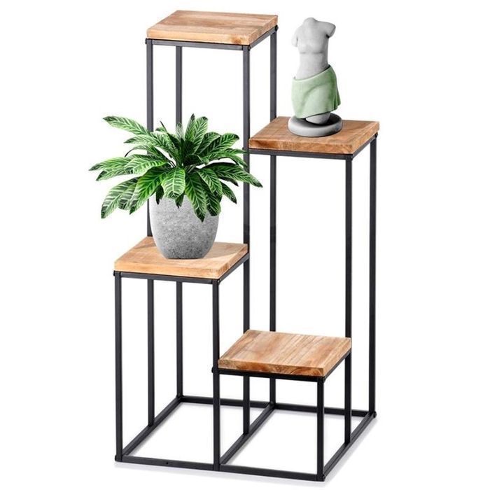 Kwietnik Stojak na Kwiaty Rośliny Metalowy Stojący Regał 4 Półki Loft