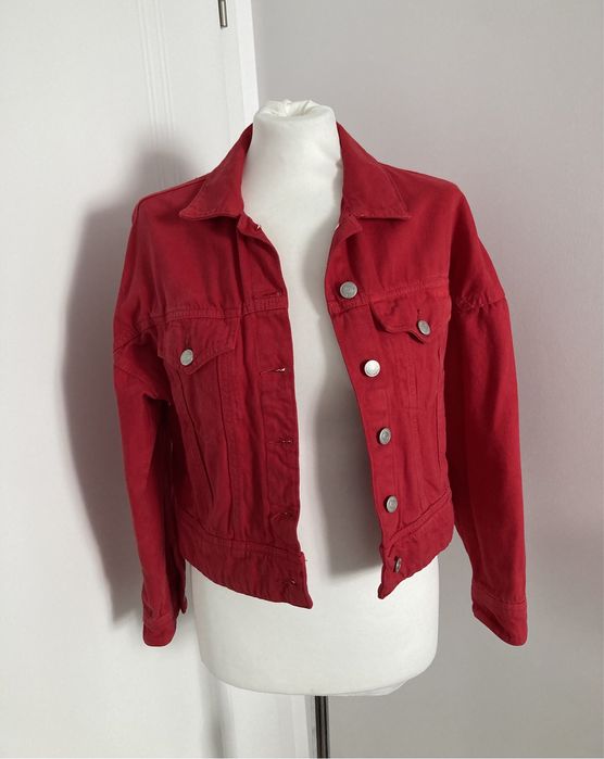Czerwona, jeansowa kurtka Reserved S