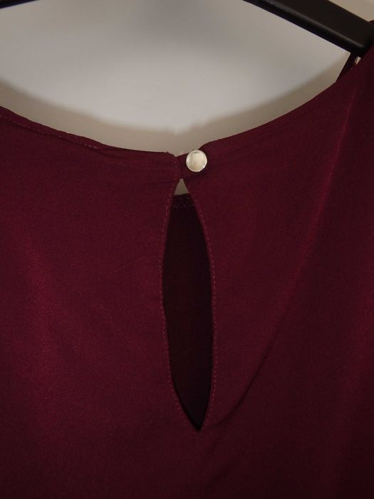Lindex elegancki top koszulka L 40 bordo zdobiony dekolt