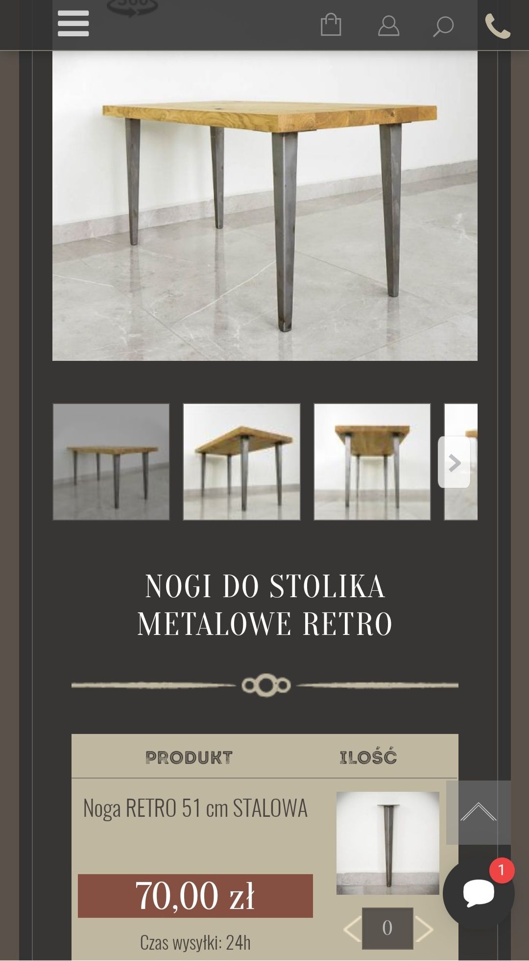 Nogi retro stal do stolika 50 cm 3 sztuki