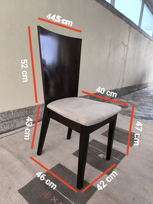 4+1 Cadeiras de Jantar em Madeira com Assentos Estofados