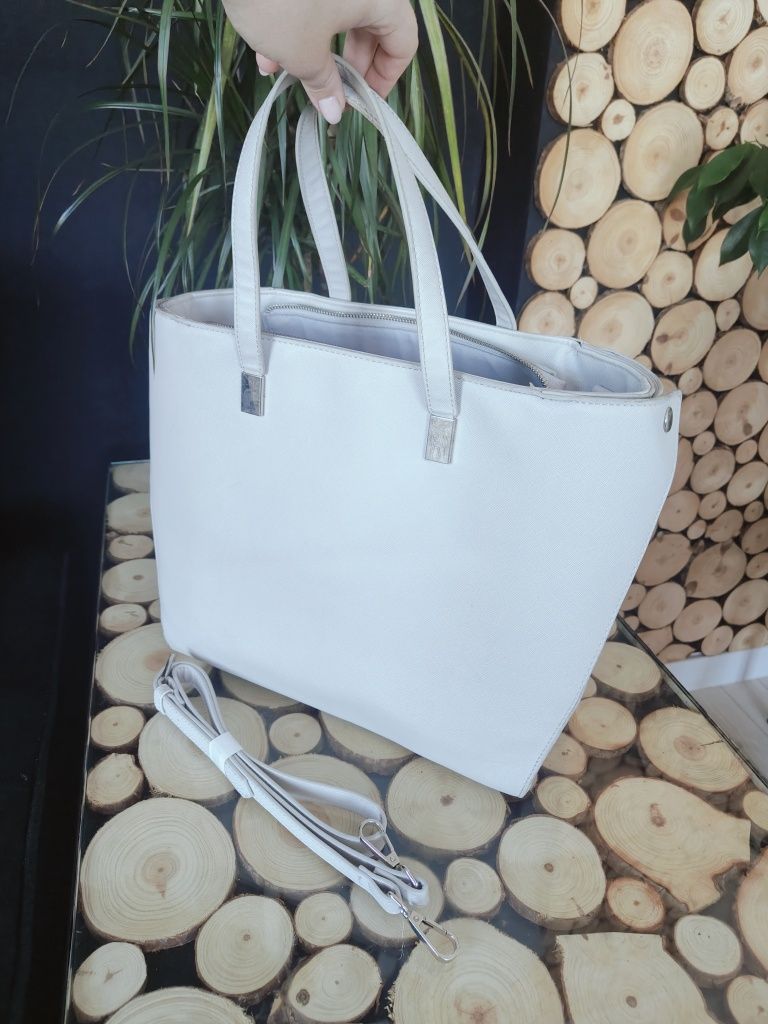 Reserved szara torebka shopper duża A4 elegancka pojemna pasek eko skó