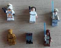 Ledo STAR WARS figurki Lea, Obi Wan, Luc Skywalker, C-3PO, X-wing