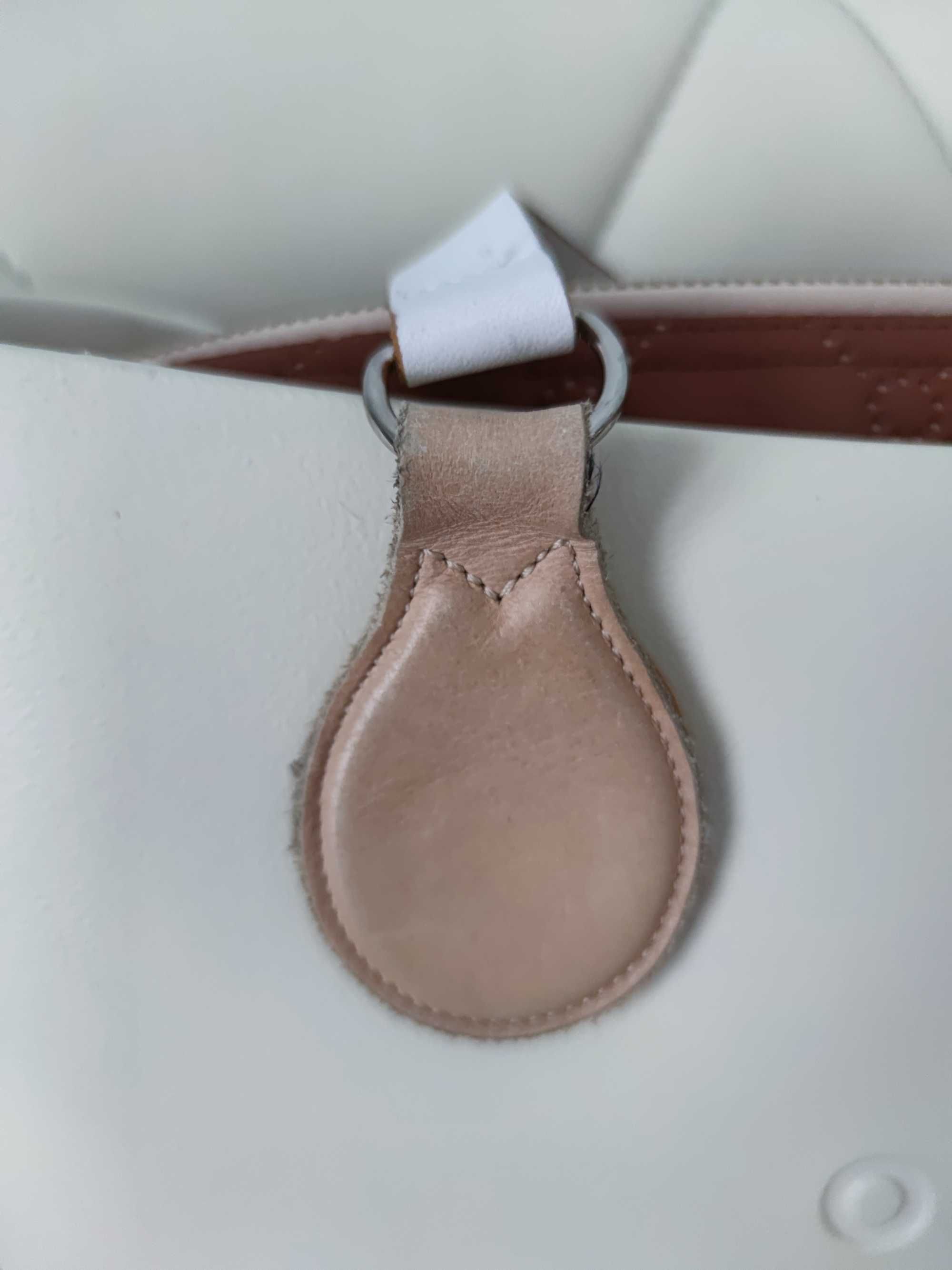 Torba kremowa shopper O Bag body dwa organizery białe uchwyty