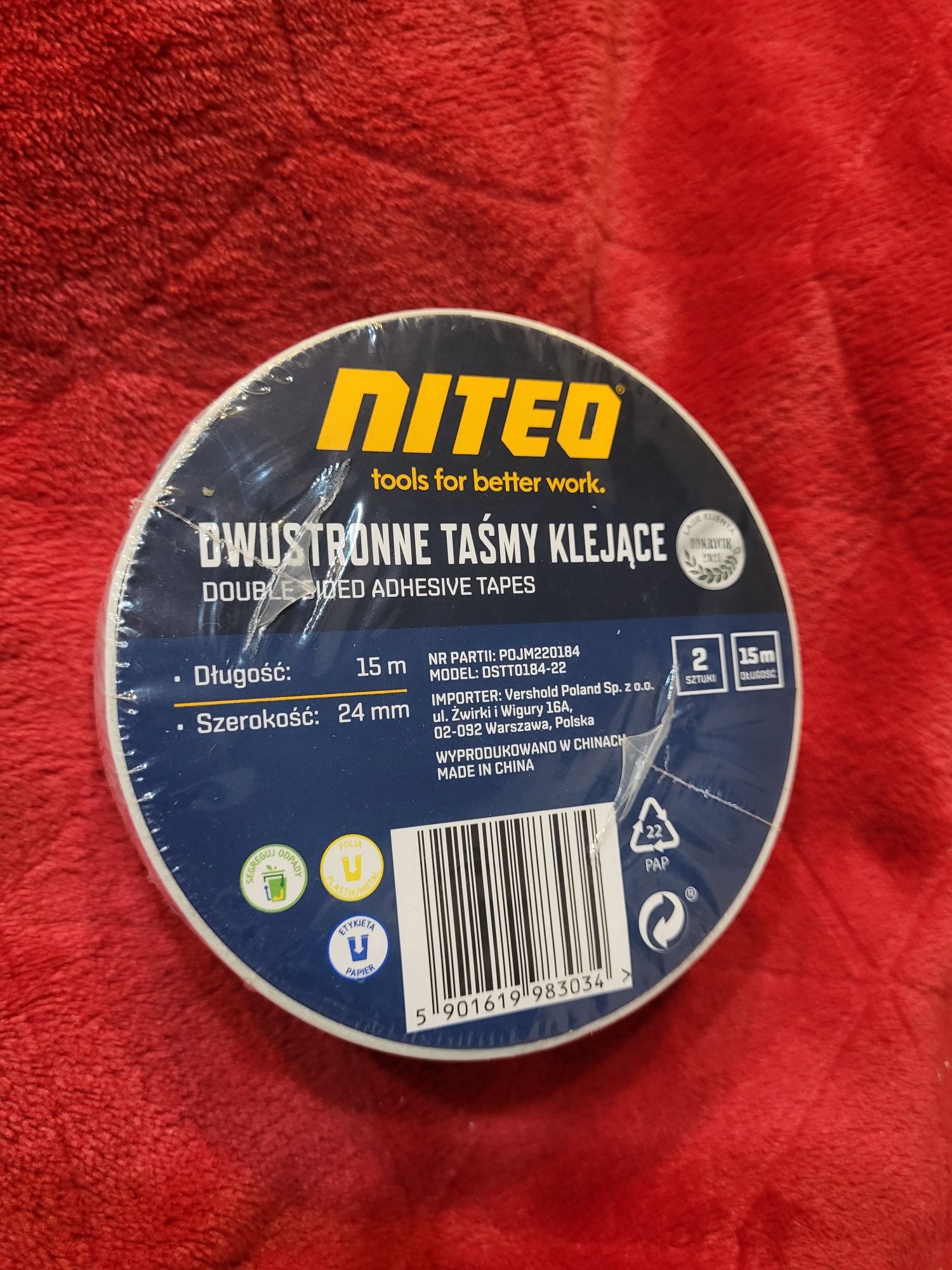 Dwustronne taśmy klejące 15m/24mm Niteo