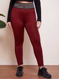 Legginsy Casual Z Elastyczną Talią Burgundowe Xl